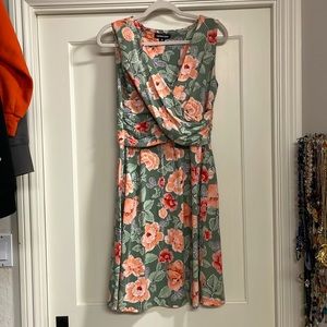 Land’s End Women's Cotton Modal Jersey Surplice Fit and Flare Dress Size M 10/12